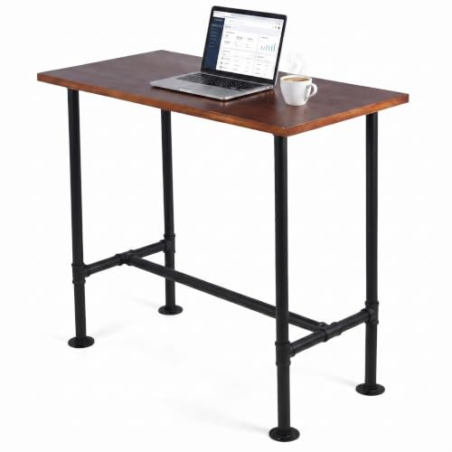BOKKOLIK Industrieller 104,9 cm hoher Stehtisch, Vintage-Rohr-Design, Bistrotisch, rustikale Küche, Esszimmer, Frühstück, Schreibtisch, Bauernhaus, Büro, Computertisch, Holzplatte, Kneipe, Couchtisch