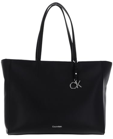 Calvin Klein Donna Borsa Tote Bag Ck Must Shopper Medium con Zip, Nera (Ck Black), Taglia Unica, Nero (Ck Black), Taglia Unica