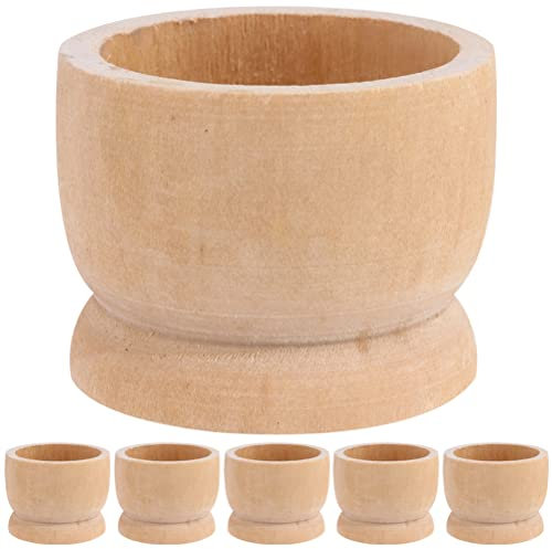 Theaque Lot de 6 coquetiers en bois pour œufs de Pâques