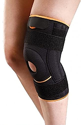 Orione Safte Rodillera Neopreno con agujero soporte rotuliano NEGRO (XLarge 41-44 cm)