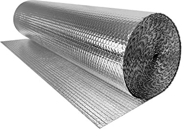 TRMLBE Lámina de Aislamiento Térmico 1m x 20m, Lámina Aislante de Aluminio de Doble Burbuja de Aire, Película Reflectante de Retención de Calor, Película Aislante Opaca