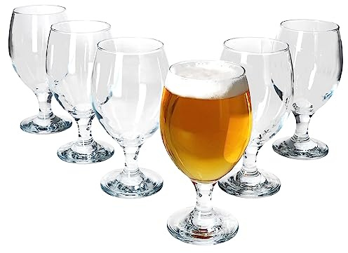 MamboCat 6er Set Pokal-Bierglas 350 ml I 6 Personen I Gläserset, Bierglas mit Fuß I transparentes Pub-Bierglas I Ideal für Pils, helles oder Dunkles Bier, Craft Beer & Co I spülmaschinengeeignet
