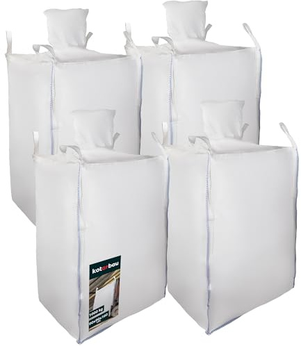 KOTARBAU® 4 St Big Bag Säcke 90x90x160 cm, trädgårdsavfallssäck Stabil med övre och undre tratt, 1000 kg, PP tunglastsäck, trädgårdsavfallssäckar, trädgårdspåse, avfallssäckar, grussäckar