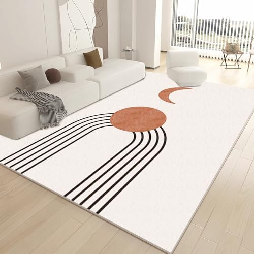 Teppich vorzimmer,Rutschfester Und Leicht Zu Reinigender Teppich Mit Weißem Und Schwarzem Liniendesign,esszimmer Teppich deko für Zimmer,180x280cm