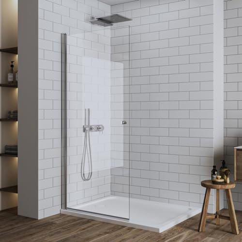 LUXESPIRE Walk in Dusche Schwingtür 90 x 185 cm Duschwand Glas Duschtrennwand Duschabtrennung