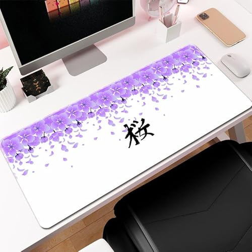 Hixingo Fleur de Cerisier Japonais Tapis de Souris XXL, Tapis de Souris Gamer, Tapis Souris avec Bords Cousus, Tapis de Souris en Base Antidérapante Convient Gaming, Maison (900x400x3mm,Sakura 2)