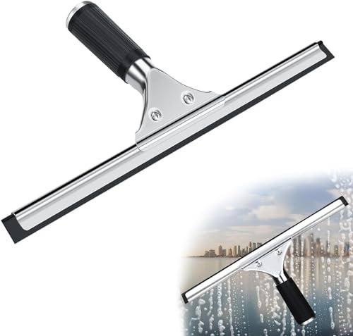 Rubessia Tergivetro in Acciaio Inox, Tergipavimento Finestre, Tergivetro per Doccia, Spatole Lavavetri per Pulire e Asciuga Vetri, Piastrelle, Finestre, Bagno, Strumento di Pulizia Lame 25CM