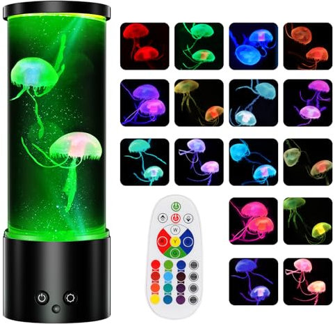 Soarling Jellyfish Lamp, Jelly Fish Light Lamp with 17RGB Color Changing & 4 Colour Modes, Jellyfish Light Aquarium Lamp with Remote Control, Sensory Mood Light for Relax, Living Room Decor, Black