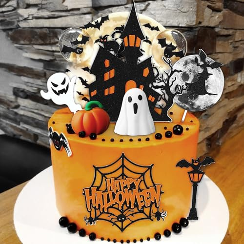 Halloween Cake Decoration Withch Ghost Haunted House Cake Topper | Witch Cake Topper Pumpkin Cake Decoration Halloween Party Supplies