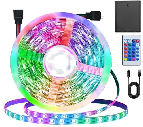 ZFAUOL LED Strip 5m, RGB LED Streifen mit Fernbedienung, 30 LEDs/Meter, Musik Sync TV Hintergrundbeleuchtung, Dimmable LED Lichtband for Gaming Zimmer Deko