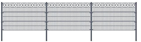 Doppelstabmattenzaun MORATA Raute Höhe: 120 cm/Länge: 10 m 2x Eckpfosten I Gartenzaun, Mattenzaun