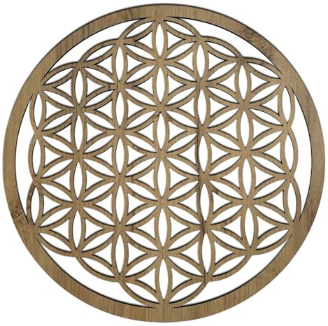 SENTOP HDF0168 Blume des Lebens aus Holz, Mandala-Wandkunst, Geschnitztes Bild an der Wand für den Innenraum, HolzKunst Dekor (Goldeiche, 40 cm)