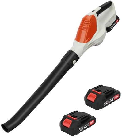 Cordless Leaf Blower, Handheld Electric Leaf Blower with 2Pcs 24V Battery, 5-Speed Modes 180CFM, Lightweight, Snow Blower, for Garden, Lawn, Patio, Yard, Road (White)
