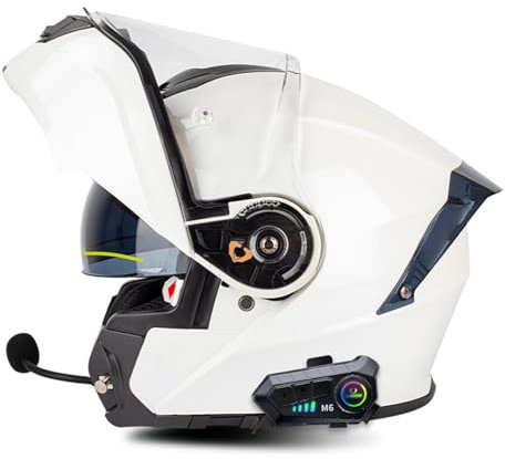 VVPEC Bluetooth Motorradhelm Klapphelm Motorrad Mit Gesichtsschutz und Schwarze GläserECE Zertifiziert Modularer Helm Abnehmbares Futter mit Eingebautem Mikrofon für Automatische Reaktion(4,4XL=67-68C