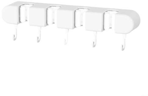 FUANA Mopp-Besen-Halter, Wandmontage, selbstklebender Mopp-Halter, Organizer, multifunktionaler Mopp-Haken, stanzfreier Saugnapf, Mopp-Clip für Mopp, Besen, Küche, Garage, Aufbewahrung (weiß)