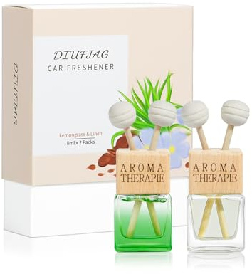 DIUFJAG Deodoranti per Automobili - Citronella/Lino,Profumatore Auto,Diffusore di Profumo per Uomini Donne Bagno Armadio Scarponiera 2 x 8ml