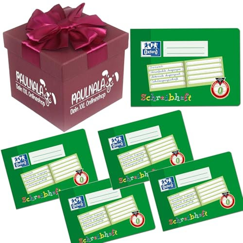 Oxford Schreiblernheft, A5 quer, Lineatur 0, 16 Blatt, grün inkl. Überraschungsgeschenk von Paulnala.de (5, Grün)