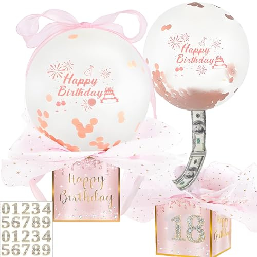 Geldgeschenke Geburtstag DIY Überraschungsbox mit Luftballons,Geldgeschenke Verpackung,Luftballon Pull Up Geburtstag Geldgeschenk,Geld Geschenkverpackung Überraschungsbox für Familie,Freunde