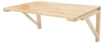 Shalmidor Wandmontierter Klapptisch Aus Massivholz, Klapptisch Wandtisch, Wandklapptisch, Kleiner Wandtisch für Laptoptisch, Platzsparender Schwimmender Drop-Leaf Schreibtisch (Holzfarbe 80x50x30 cm)
