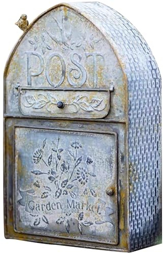 Cassetta Postale in Ferro Battuto Stile Country Francese - Casella di Posta da Esterno Vintage Anticata, Decorazione da Parete per Giardini di Ville