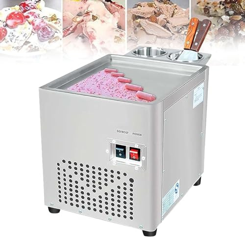 Commercial Rolled Ice Cream Maker with Compressor - Includes 2 Scrapers for Perfect Ice Cream Rolls, Ideal for Shops and Catering