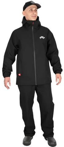 Fox Rage Regenanzug Jacke mit Latzhosen Schwarz Herren L