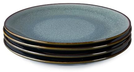 Upper Street Stavanger Blue Reactive Glaze Dinner Plates Set of 4 | 27cm | Dishwasher Microwave Safe | Nordic Artisan Tableware | Scandi Home