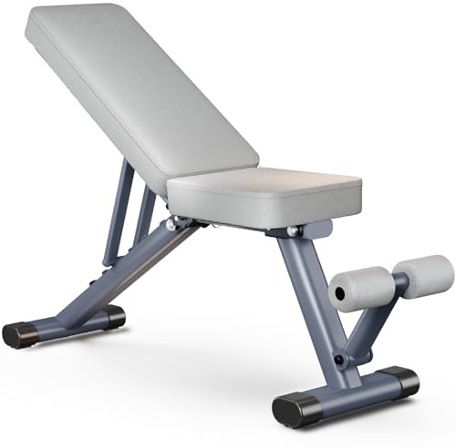 ATHSPO Adjustable Weight Bench for Home Gym, Stable Folding Workout Bench for Dumbbell & Full Body Strength Training (grey)