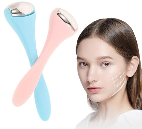 JYNXOR 2 Pezzi 2-in-1 Ice Roller Viso e Massaggiatore Occhi per Ridurre Gonfiori, Borse sotto gli Occhi,Dolori Muscolari e Migliorare la Circolazione,Rullo Massaggio Viso per Pelle Più Luminosa e Soda