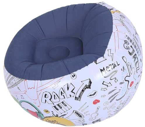 TOPINCN Aufblasbarer Lounge-Sessel mit PVC-Beflockung und Graffiti-Motiv, Tragbar, für Zuhause, Camping, Zimmer, Schnelles Aufpumpen, Bequem, Einfache Lagerung (Tiefes Blau)