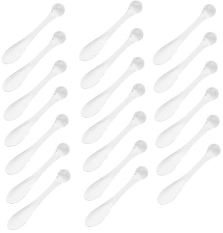 POPETPOP Cuillères à Masque Facial et Bâtonnets de Massage pour Yeux 20 Pièces Format Compact en Acrylique Transparent Soins Visage Adaptés aux Déplacements et Voyages
