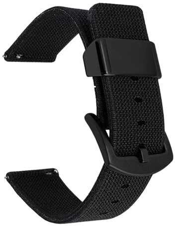 Rimmean Bracelet en toile 22/24 mm for montre connectée sport, compatible avec GT 4, 3, 2, Galaxy 6, 5 et S3(Black B,22mm)