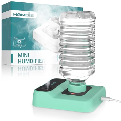 HOMDIS Portable Humidifier, Small Mini Humidifier with Auto Shut-Off, Nightlight and Storage Bag for Travel, Hotel, Bedroom or Office, Plant Humidifier Indoor, Green
