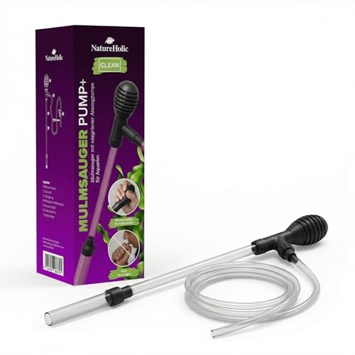 NatureHolic Mulmsauger & Wasserwechselkit I Für saubere Aquarien - ohne Ansaugen, kein nassen Hände I Einfach und effektiv Mulm saugen und Wasser ablassen