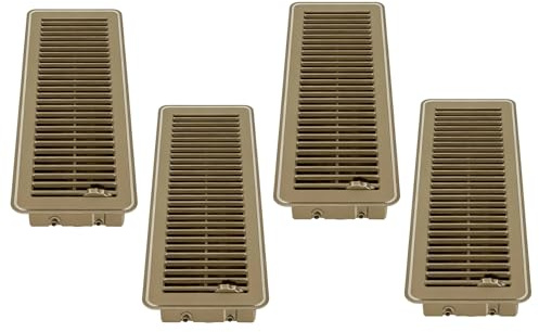 4 rejillas de ventilación de alta eficiencia, control de flujo de aire ajustables, cubierta de metal para registro de suelo, resistente al óxido, fácil de usar, registro de suelo de metal
