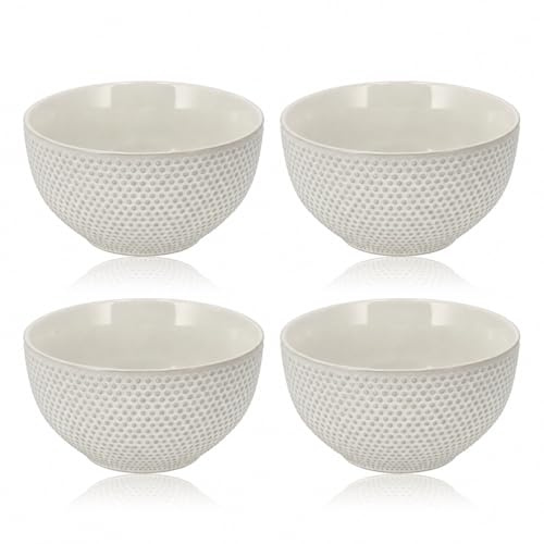 Cuencos para sopa Ø14 cm – Juego de 4 Tazones de Ventanas – 700 ml Cuencos Cerámica – Cuencos de cerámica sin orejas – Apto para sopa, ventanas, yogur y muesli – Gris