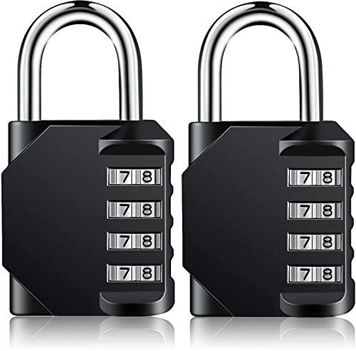 Combination Padlock Heavy Duty Lock - BeskooHome Waterproof 4-Digit Combination Lock for School, Gym, Outdoor Shed Locker - 2 Pack