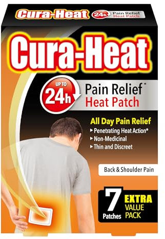 Cura-Heat Back and Shoulder Pain Heat Patch | 7 Patches | Targeted Pain Relief | Pain Relief up to 24h | Penetrating Heat Action