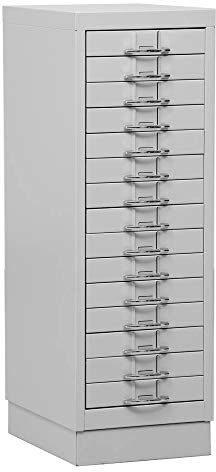 Gürkan Schubladenschrank Stahl lichtgrau 15 Schubladen 30,0 x 40,0 x 90,0 cm