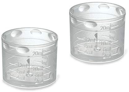hitools 2X Kunststoff Messbecher - 20 ml - transparent - 2/2,5/3/4/5/6/7/7,5/8/9/10/11/12/12,5/15/20 ml