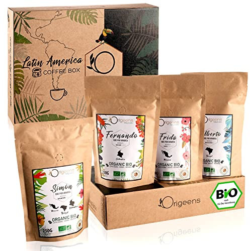 ORIGEENS BIO GEMAHLENER KAFFEE PROBIERSET - Traditionelle Röstung, 4x250g - BIO Kaffee gemahlen Arabica - Kaffee-Geschenkset
