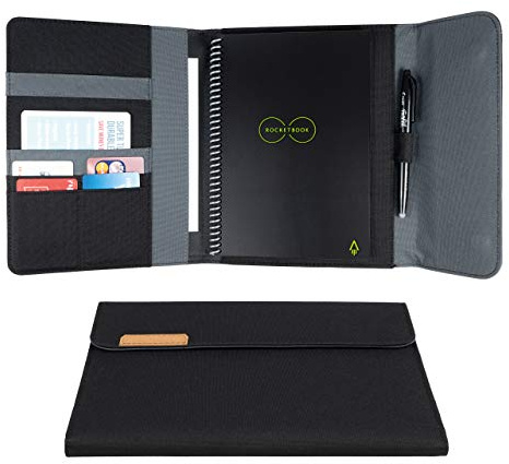 Rocketbook Capsule 2.0 Folio Cover für Core und Fusion | 100% recycelbar, mit Stifthalter, magnetischem Verschluss und Innenstaufach | Schwarz, Executive A5 Größe 15.2 cm x 22.3 cm, 1 Stück