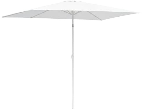 LOLAhome Parasol fijo +RESISTENTE de 300x400 cm, Blanco, mástil Ø48mm de aluminio Blanco, con Antiviento y Manivela, Elegante y Duradero, tratamiento Anti-corrosión, Para Exterior, Jardín - Alba
