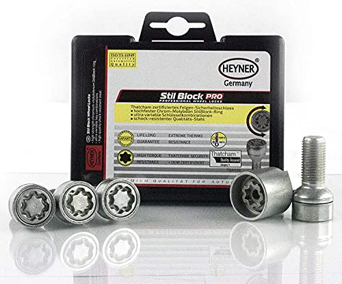 Fits Mercedes A-Class Models 2005 To 2025 Heyner Germany Stil Block PRO Locking Wheel Nuts 14x1.5x28 385/5