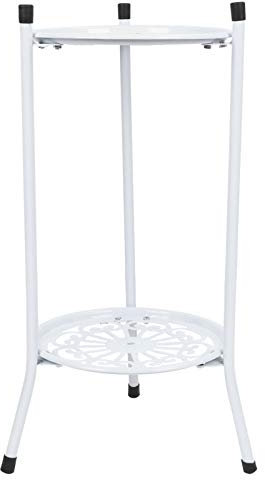 Soporte para flores, soporte para plantas de metal de 2 niveles Soporte para macetas, marco de soporte de trípode estable, soportes para plantas de interior para varias plantas(blanco)