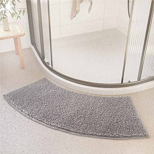 WNRGXYF Duschvorleger Eckdusche Gebogene Duschmatte Aus Mikrofaser Badteppich Eckdusche rutschfest Waschbar Badezimmerteppich,Grau,45X100CM