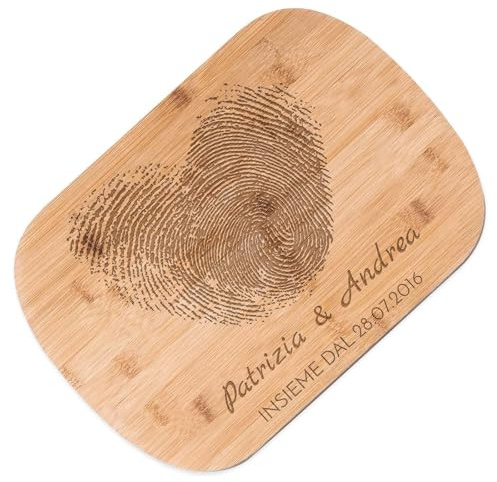 Maverton Tagliere in bambù, incisione personalizzata, eco-friendly | Battilardo rettangolare, dimensioni 35cm x 25cm, pensiero speciale per la coppia, regalo di Natale, insieme