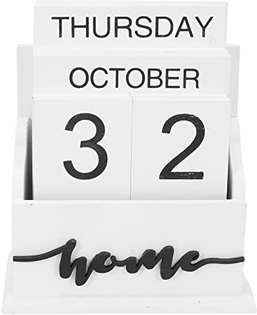 Dropfree Calendrier de table en bois à coquille calendrier de table en bois permanent calendrier de table en bois hebdomadaire affichage de la date, Accessoire Bureau Décoration pour Bureau à Domicile