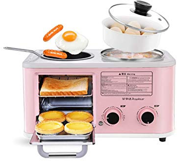 Electric 3 in 1 Household Breakfast Machine Mini Bread Toaster Baking Oven Omelette Frying Pan Cooking Pot Food Steamer,Blue