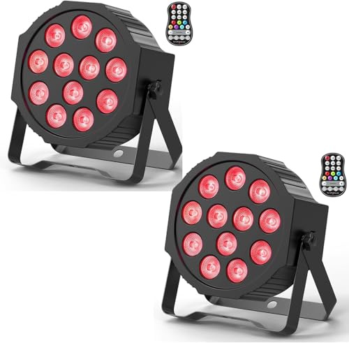 DELIBANG 2PCS RGBW LED Par Strahler Akku, 12 LED Bühnenlicht Wiederaufladbar mit Fernbedienung und Timing, Discolicht Partylicht Effektstrahler 8CH für Outdoor Beleuchtung Bühne Hochzeit Weihnachten